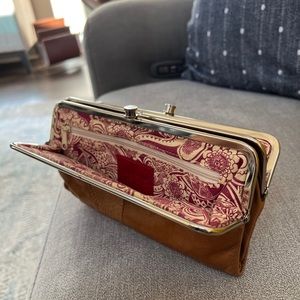 Hobo tan leather wallet clutch